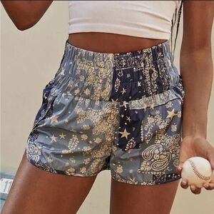 Free People Movement Blue Bandana Printed Shorts